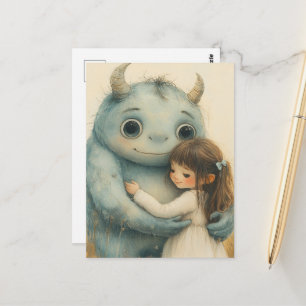 Cartão Postal A menina e seu amigo monstro