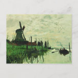 Cartão Postal A Mill In Zandam 2 - Claude Monet - 1871<br><div class="desc">Mostre às pessoas seu estilo e refinamento com esta reprodução de uma bela obra de arte intitulada "A Mill In Zandam",  de Claude Monet. Paisagem de um moinho de vento holandês ao lado de um rio. Pintado em 1871.</div>