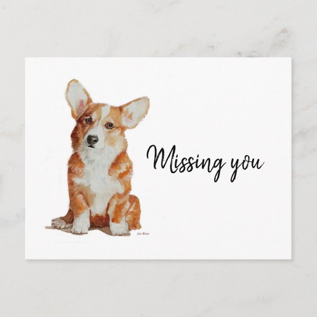 Cartão Postal A missing you postcard from your cute little Corgi (Frente)