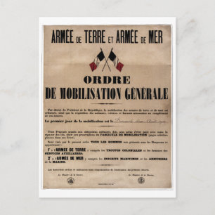 Cartão Postal A mobilização na França em 1º de agosto de 191