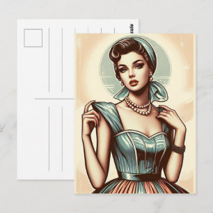 Cartão Postal A moda das mulheres glamourosas dos anos 50, prese