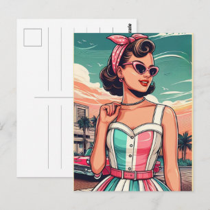 Cartão Postal A moda das mulheres glamourosas dos anos 50, prese