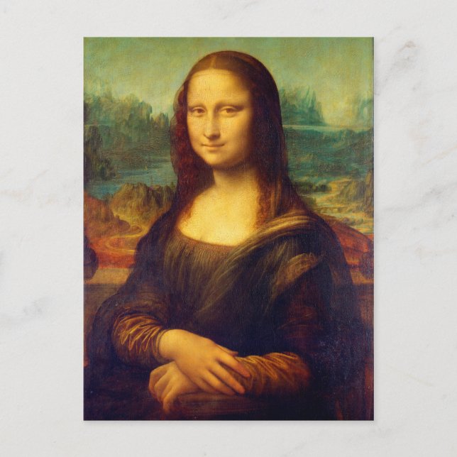 Cartão Postal A Mona Lisa por Leonardo Da Vinci (Frente)