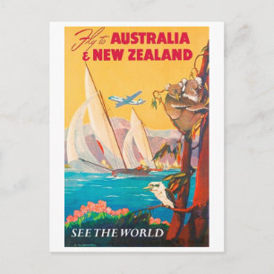 Cartão Postal A mosca a Austrália e a Nova Zelândia, vê o mun