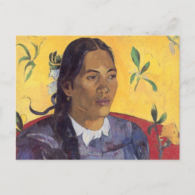 Cartão Postal A mulher com a flor - Paul Gauguin (Frente)