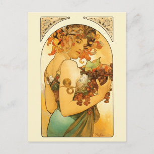 Cartão Postal A Mulher com Frutas de Mucha
