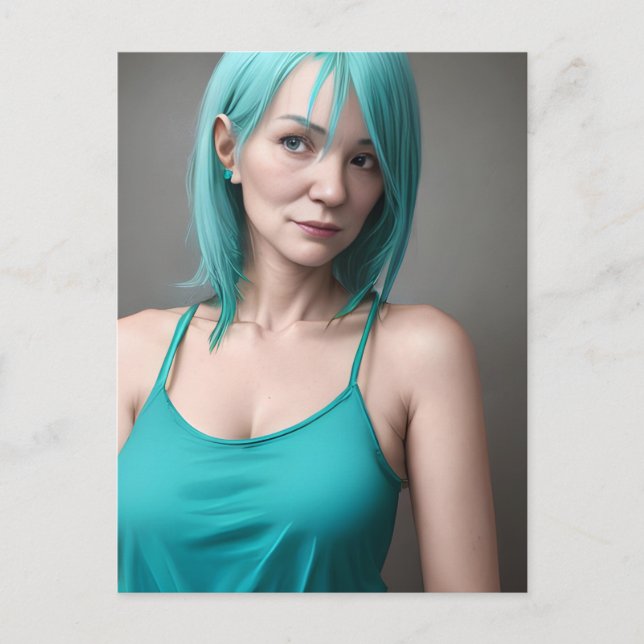 Cartão Postal A Mulher De Teal Haired (Frente)