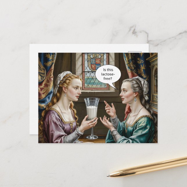 Cartão Postal A Mulher Engraçada Perguntou Se Esta Lactose Está  (Frente/Verso In Situ)