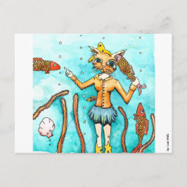 Cartão Postal A mulher-gato ama orelhas limpas!