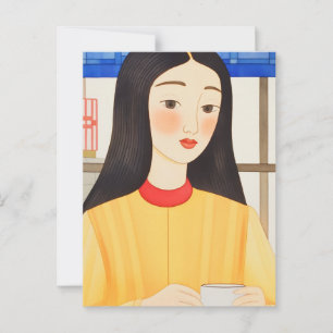 Cartão Postal A mulher no café