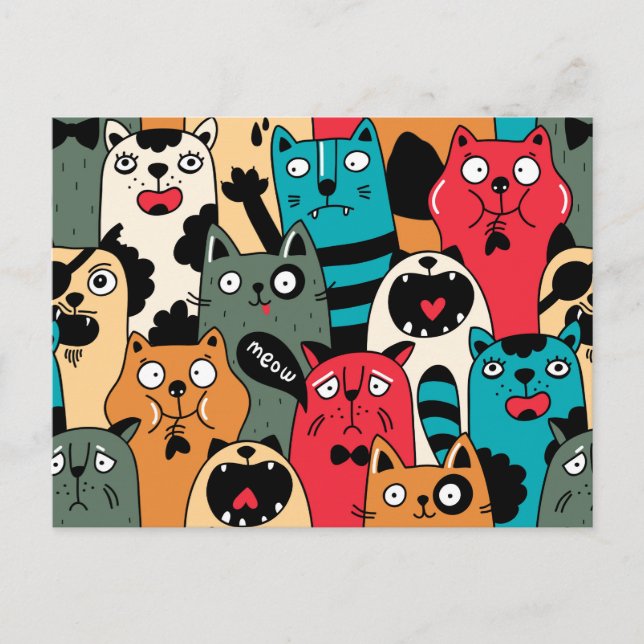 Cartão Postal A multidão de gatos (Frente)