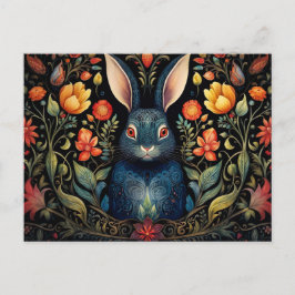 Cartão Postal a mystical rabbit surrounded by flowers  