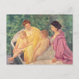 Cartão Postal A Natação ou Duas Mães e Seus Filhos em um
