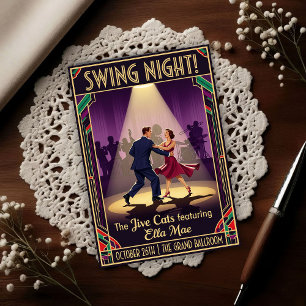 Cartão Postal A Noite de Swing dos Jive Cats Vintage