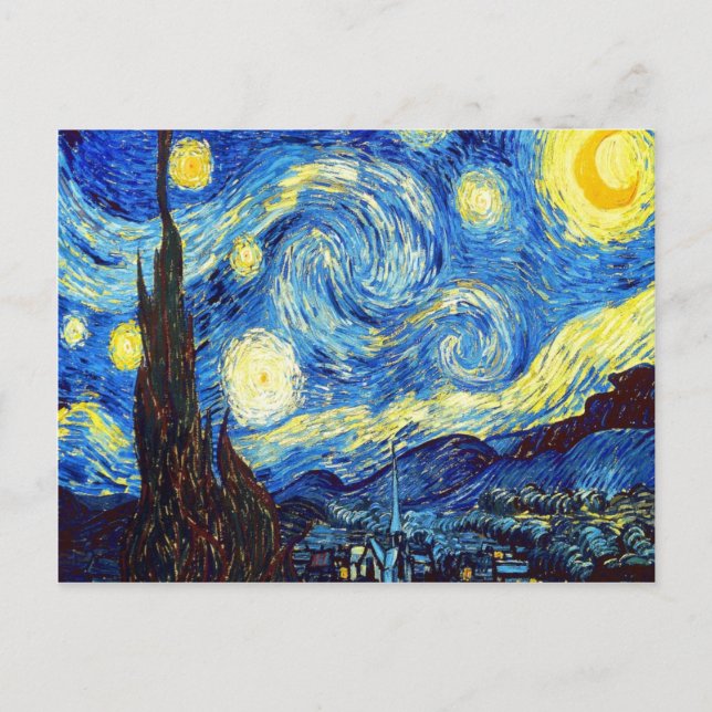 Cartão Postal A Noite Estrelada de Vincent van Gogh 1889 (Frente)