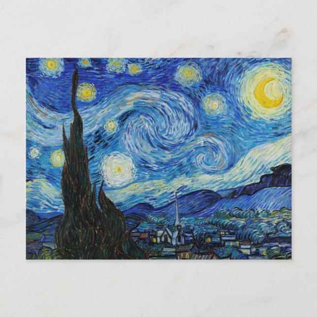Cartão Postal A Noite Estrelada Impressão de Arte de Van Gogh (Frente)