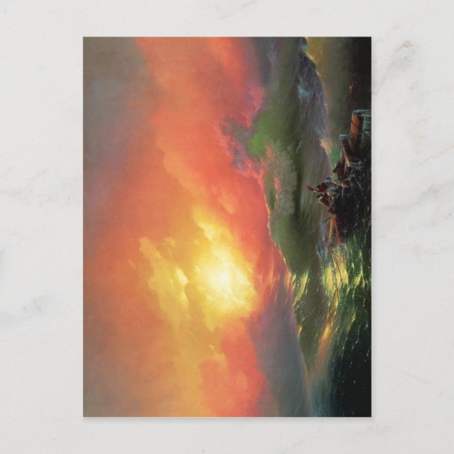 Cartão Postal A Nona Onda (1850), por Ivan Aivazovsky. Óleo liga (Frente)