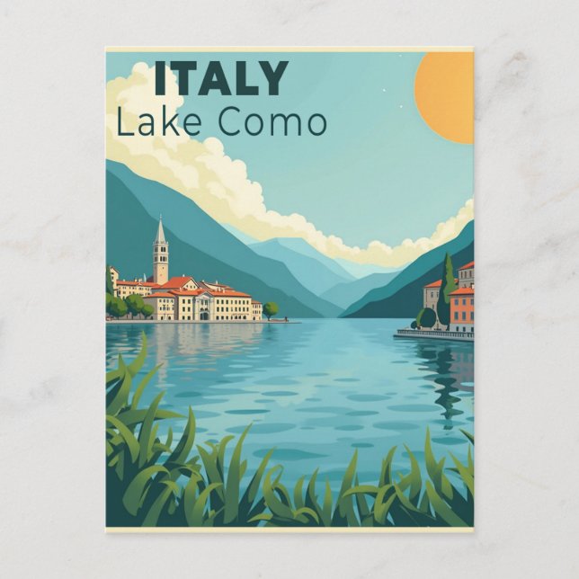 Cartão Postal A Nostalgic Classic Travel Poster – Italy Lake Com (Frente)