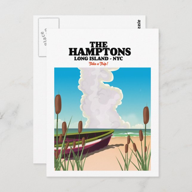 Cartão Postal A NYC de Hamptons Long Island, poster de viagens. (Frente/Verso)