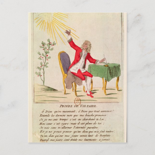 Cartão Postal A oração de Voltaire (Frente)