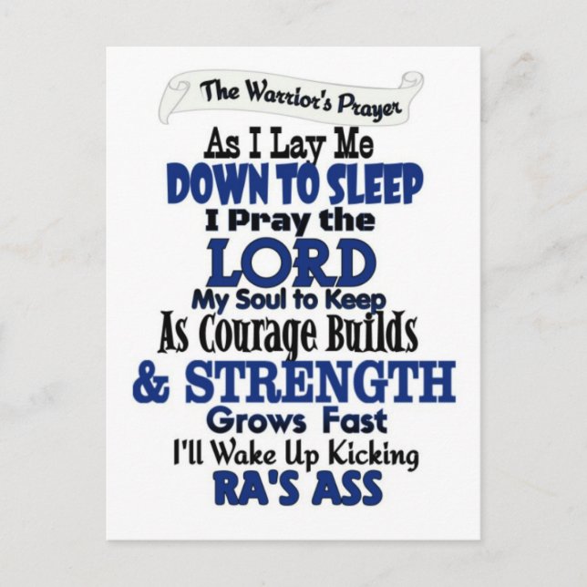 Cartão Postal A Oração do Guerreiro...RA Postcard (Frente)