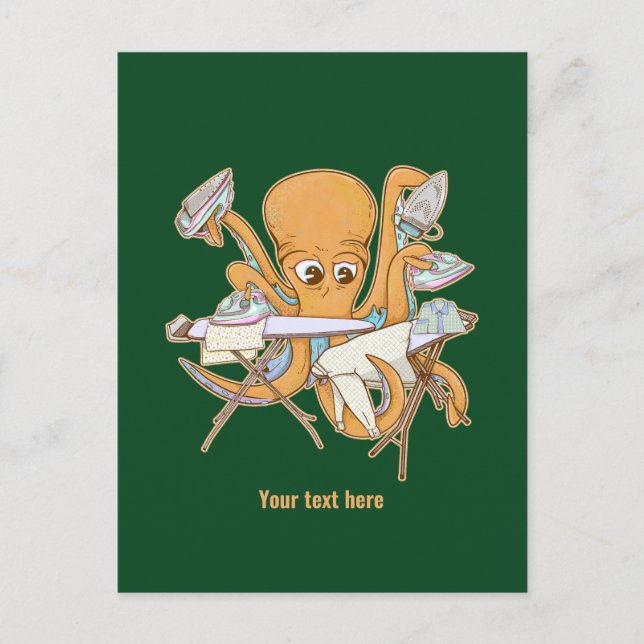 Cartão Postal A passar o polvo, sobrecarregada por tarefas. (Frente)