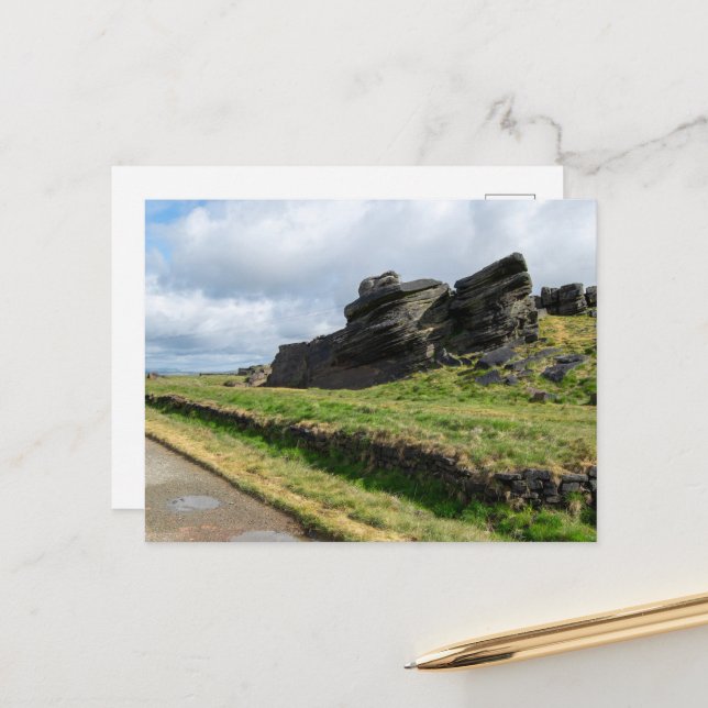 Cartão Postal A Pedra da Chuva, Blackstone Edge (Frente/Verso In Situ)