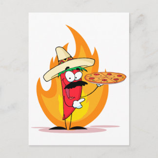 Cartão Postal A Pepper Sombrero Chile Pega Pizza Para Cima
