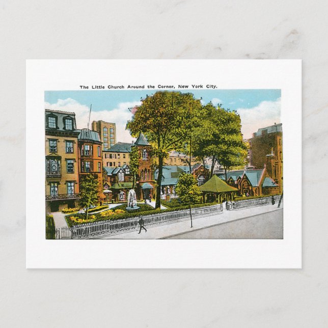 Cartão Postal A pequena igreja ao redor do canto, Nova Iorque (Frente)