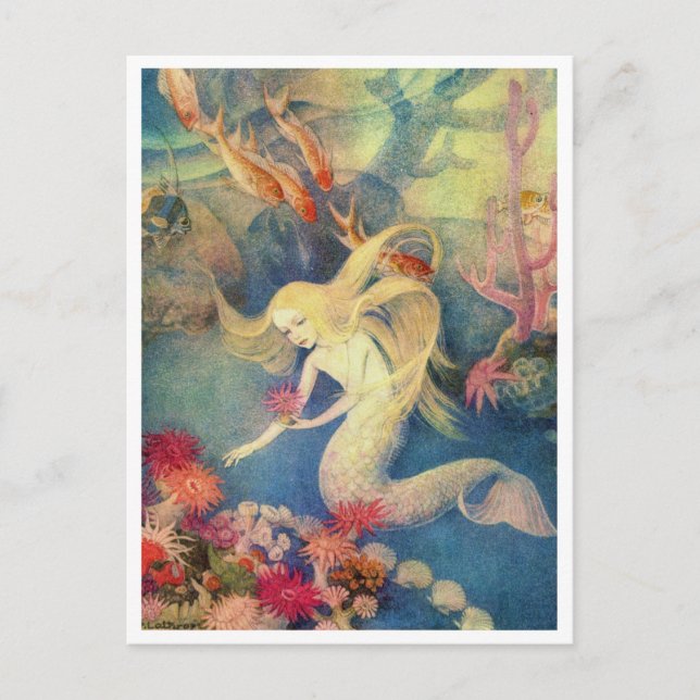 Cartão Postal A Pequena Sereia de Dorothy Lathrop (Frente)