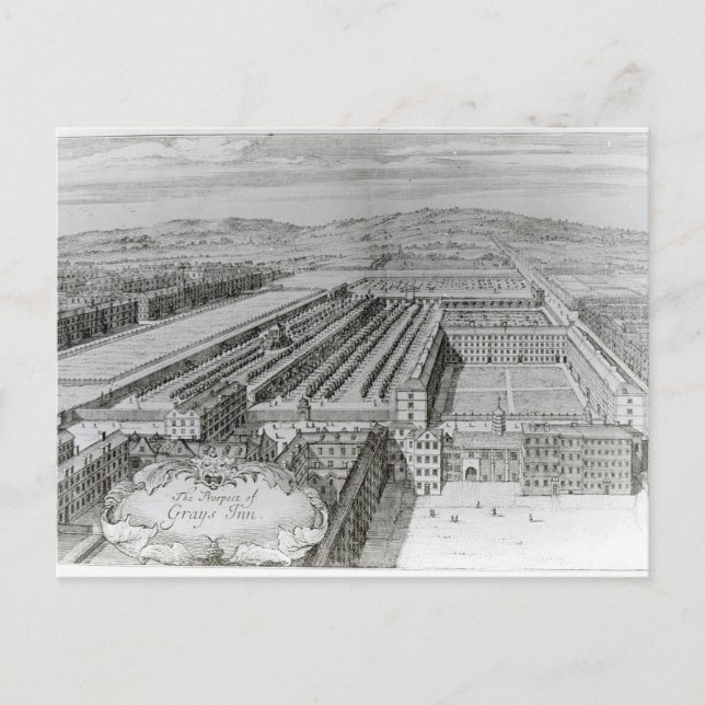 Cartão Postal A perspectiva do Grays Inn, 1720 (Frente)