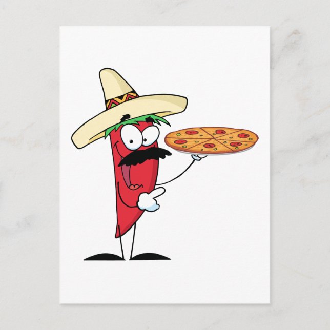 Cartão Postal A Pimenta Sombrero Chile Pega Pizza Para Cima (Frente)