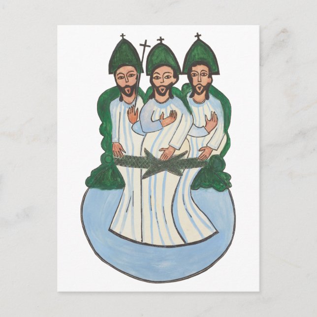 Cartão Postal A pintura de arte popular da Santa Trindade (Frente)