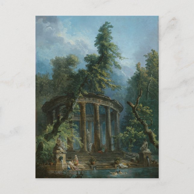 Cartão Postal A Piscina Bathing - Hubert Robert (Frente)