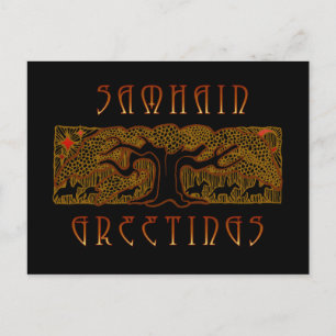 Cartão Postal A placa Samhain da árvore do Excelente