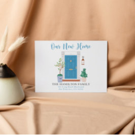 Cartão Postal A Porta Frontal Da Cor De Água Azul Foi Movido