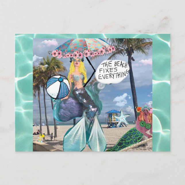 Cartão postal - a praia conserta tudo (Frente)
