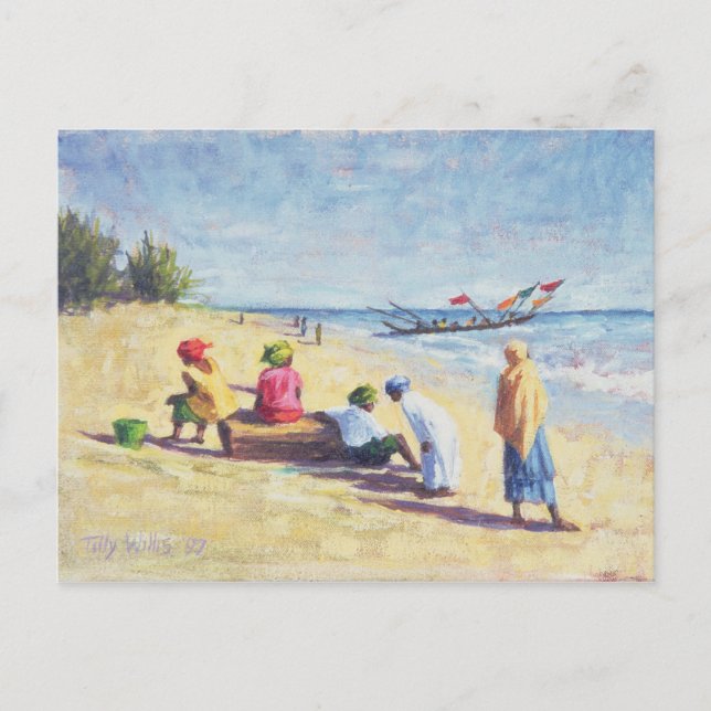 Cartão Postal A praia em Abene Senegal, 1997 (Frente)