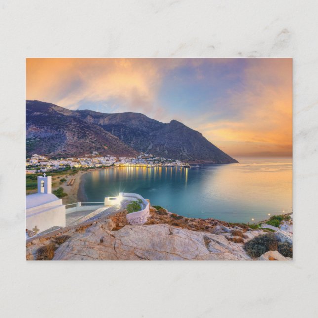 Cartão Postal A praia Kamares de Sifnos de Agia Marina (Frente)