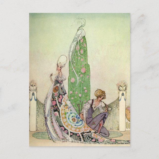Cartão Postal A Princesa de Kay Nielsen e o Gardener (Frente)