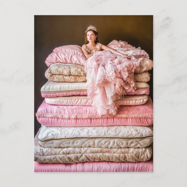 Cartão Postal A princesa e a ervilha na sua cama (Frente)