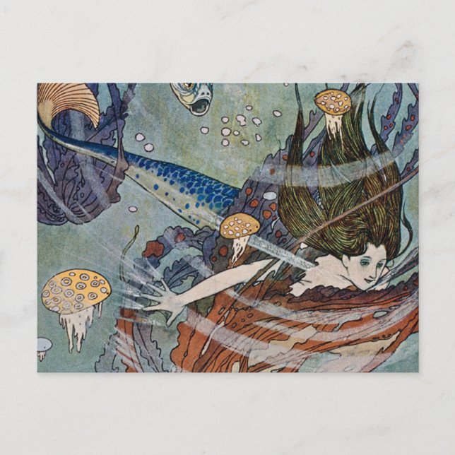 Cartão Postal “A Princesa Sereia” por Edmund Dulac (Frente)