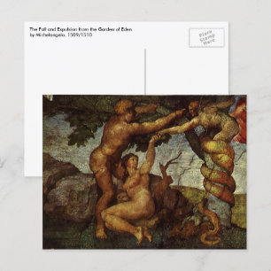 Cartão Postal A Queda e Expulsão de Michelangelo, Jardim do Éden