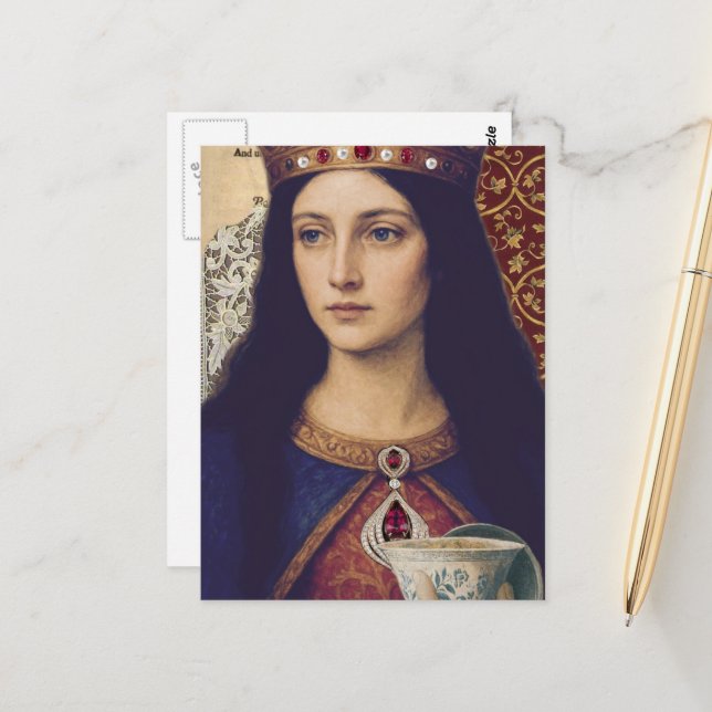 Cartão Postal A Queen With Tea Mixed Media Collage (Frente/Verso In Situ)