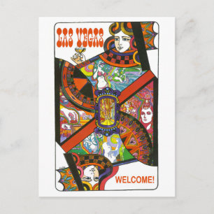 Cartão Postal A rainha de Las Vegas jogando cartas, viagens vint