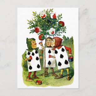 Cartão Postal A Rainha dos Corações Cardmen pintando suas Rosas