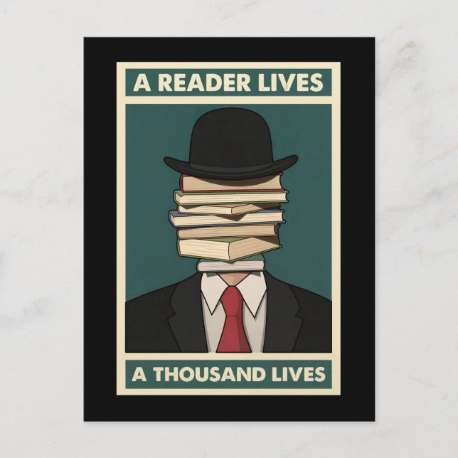 Cartão Postal A Reader Lives a Thousand Lives Bibliophile Wisdom (Frente)