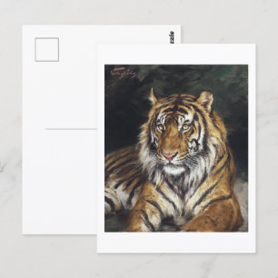 Cartão Postal A Reclining Tiger (1866-1919) - pintura a óleo de