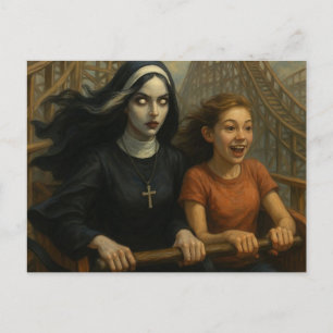 Cartão Postal A Rollercoaster Ride Scary Nun e Criança