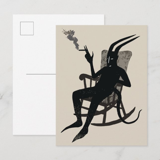 Cartão Postal A ruptura do diabo - Arte da parede do humor escur (Frente/Verso)
